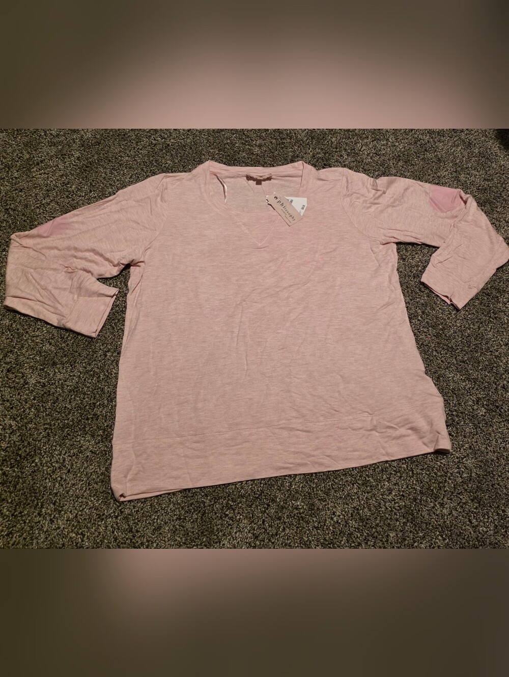 NWT Philosophy Light Pink V-Neck Long Sleeve Top